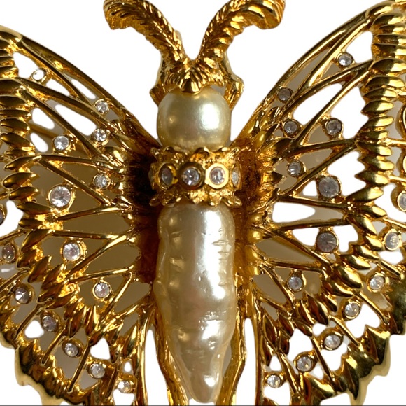 VTG Kenneth Lane Designer RARE! Rhinestone Butterfly Brooch Pin Signed - Picture 2 of 6